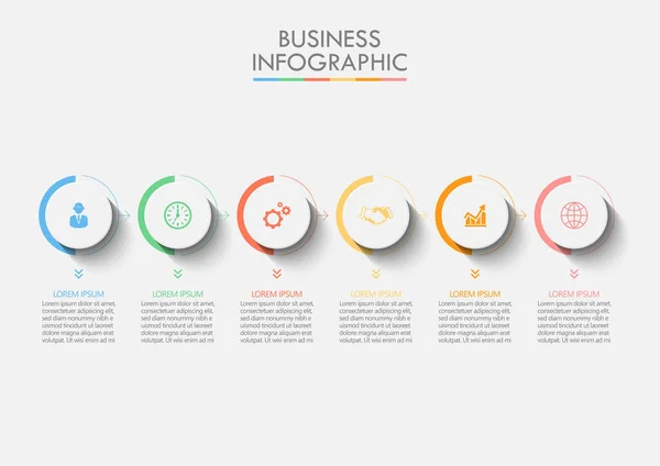 Visualização Dados Negócios Linha Tempo Ícones Infográficos Projetados Para Abstrato — Vetor de Stock