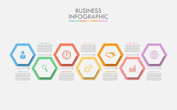 Business Data Visualization Timeline Infographic Icons Designed Abstract Background Template — Stock Vector