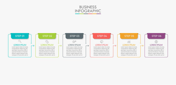 Presentation business infographic template with 6 options.