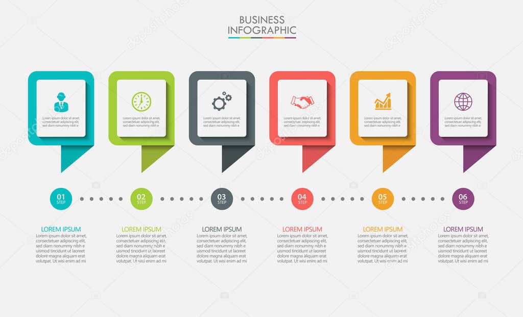 Presentation business infographic template with 6 options.