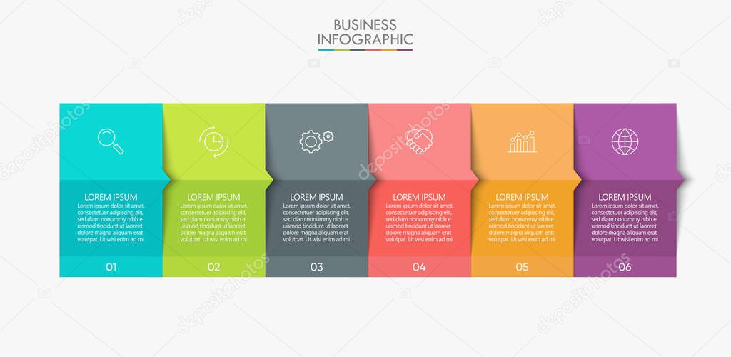 Presentation business infographic template with 6 options.