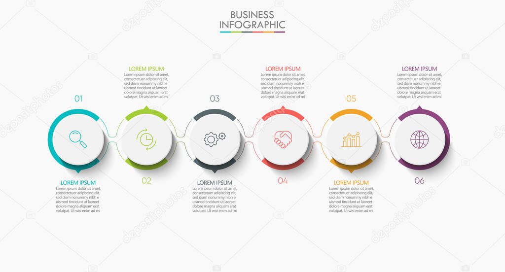 Presentation business infographic template with 6 options.