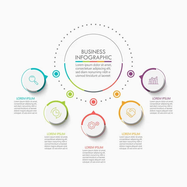 Cercle Affaires Icônes Infographie Timeline Conçues Pour Élément Étape Modèle — Image vectorielle