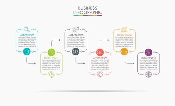 Visualização Dados Negócios Linha Tempo Ícones Infográficos Projetados Para Abstrato — Vetor de Stock