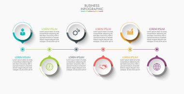 İş verisi görselleştirmesi. Soyut arkaplan şablonu için tasarlanmış zaman çizgisi bilgi simgeleri modern diyagram süreci teknolojisi dijital pazarlama veri sunum çizelgesi taşıyıcısı