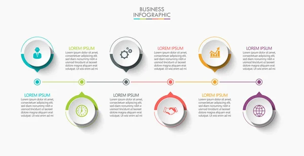 Visualisation Des Données Entreprise Icônes Infographie Timeline Conçues Pour Élément — Image vectorielle