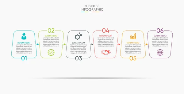 Visualisering Affärsdata Tidslinje Infographic Ikoner Utformade För Abstrakt Bakgrund Mall — Stock vektor