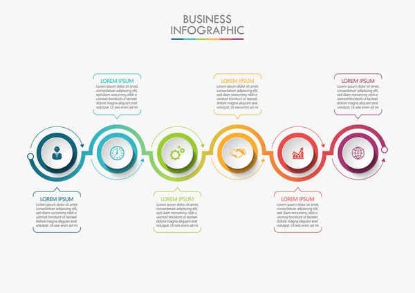 Business Data Visualization Timeline Infographic Icons Designed Abstract Background Template — Stock Vector