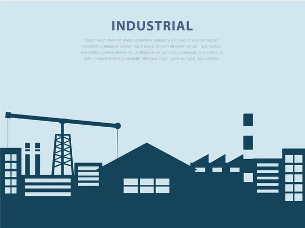 Industria y fábrica en plantilla de paisaje urbano — Archivo Imágenes Vectoriales