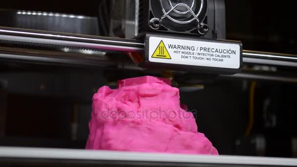 3D-Objektdrucker drucken, schließen, Grundriss anzeigen. — Stockvideo