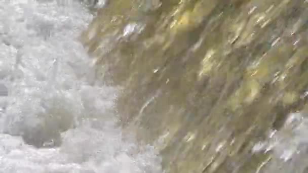Flödet av vatten med vitt skum — Stockvideo