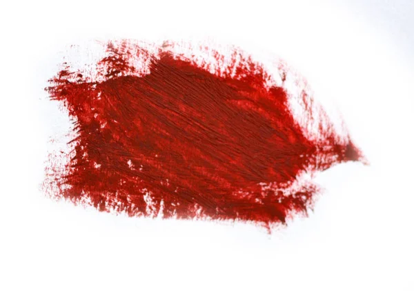 Pinceladas de pincel rojo pinturas al óleo sobre papel blanco . — Foto de Stock