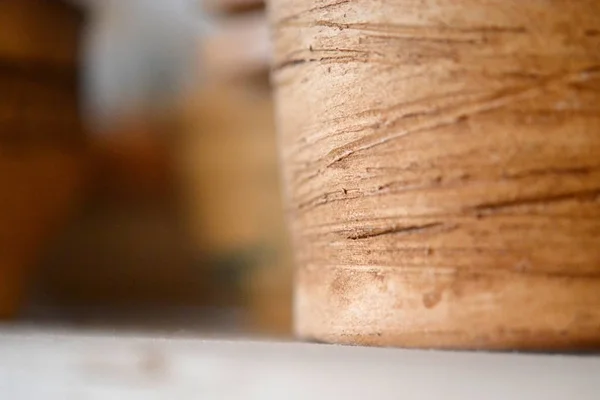 Side of pottery from clay macro — Stock Photo, Image