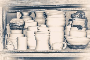 Eski vintage fotoğraf. Parlak seramik