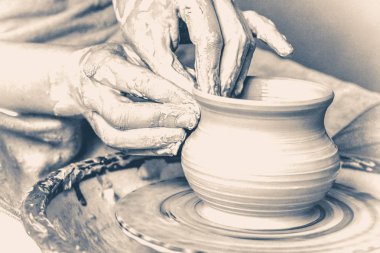 Potter yapımı vazo Clay. Eski vintage tarzı.
