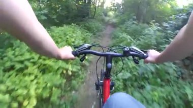 Orman eylem kameradaki bir Bisiklete binmek