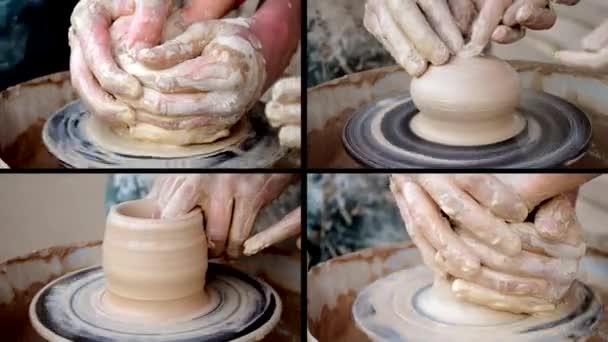 Potters work close-up — Stock Video