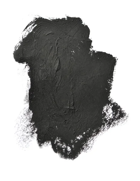 Pinceladas de pincel negro pinturas al óleo sobre papel blanco aislado — Foto de Stock