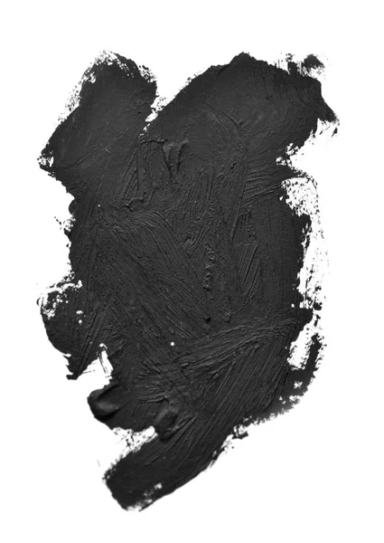 白い紙の上の黒のブラシ ストローク オイル塗料 — ストック写真