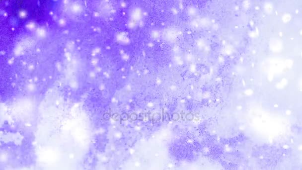 Abstract winter purple background with snowflakes — Stock Video