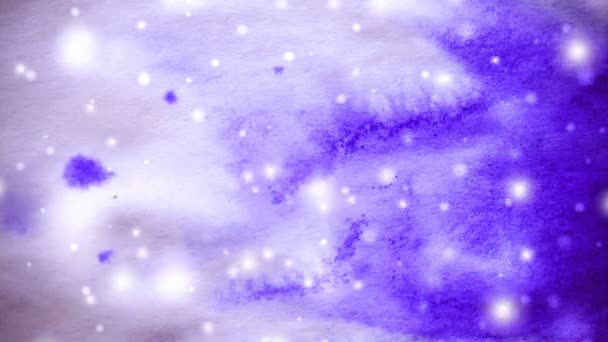 Абстрактный зимний фиолетовый фон со снежинками — стоковое видео