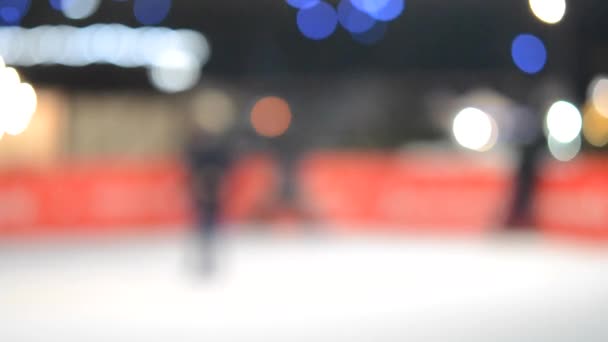 Blurred background ice rink night — Stock Video