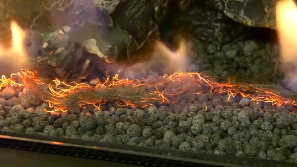 Modern bio fireplot etanol gaz yakın çekim üzerinde — Stok video