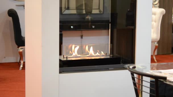 Modern bio fireplot fireplace on ethanol gas. Smart ecological — Stock Video