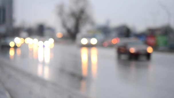 Verschwommener Hintergrund Auto fahren Straße Abend — Stockvideo