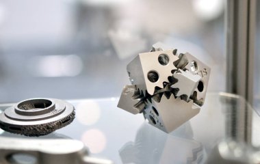 Metal 3d yazıcıya yakın çekimde yazdırılan nesne.