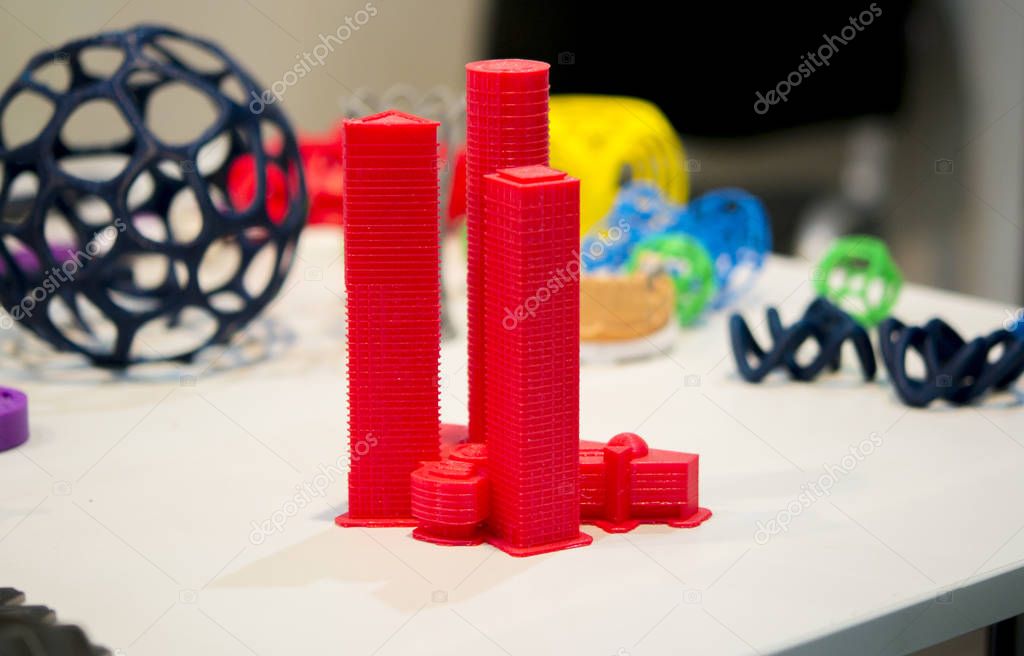 Abstract object printed by 3d printer close-up.