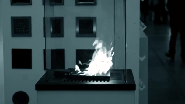 Moderne bio fireplot open haard op gas van ethanol. Smart ecologische — Stockvideo