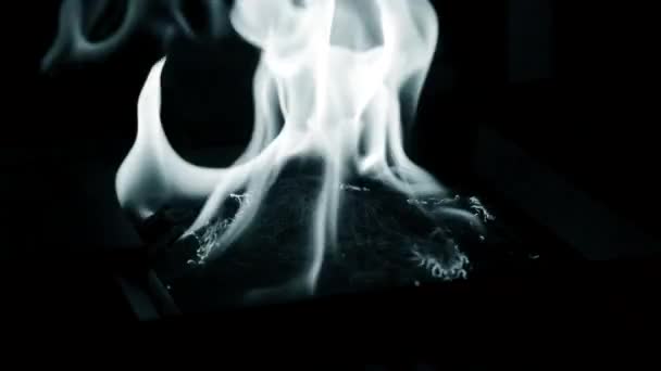 Burning fire flame close up. Biofireplace burn on ethanol gas. — 图库视频影像