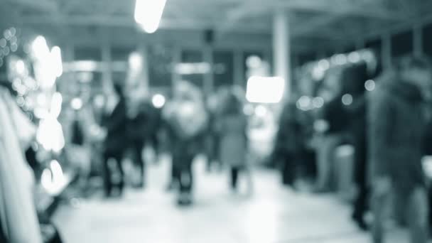 Crowd lot of people in mall. Blurred Abstract Background. — Stock Video