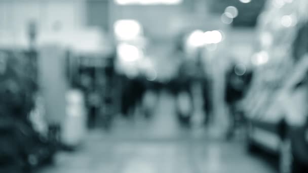 Background blur people inside and walking in a shopping mall — Stock Video