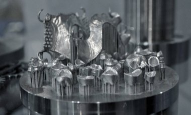 Metal 3d yazıcıya yakın çekimde yazdırılan nesne