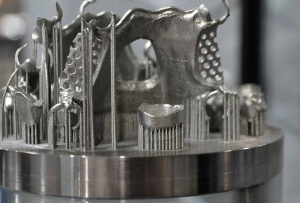 Object printed on metal 3d printer close-up