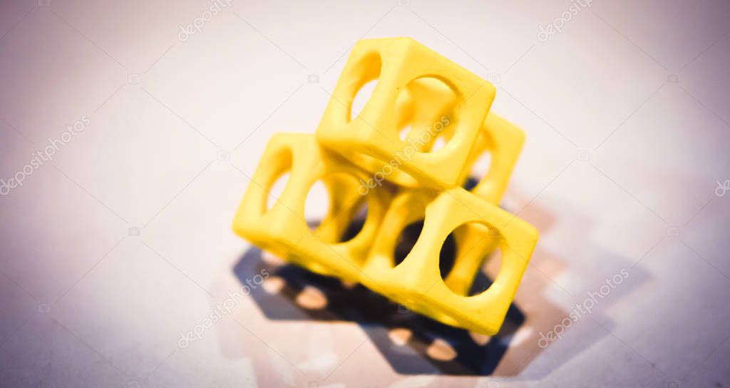 Abstract object printed by 3d printer close-up.
