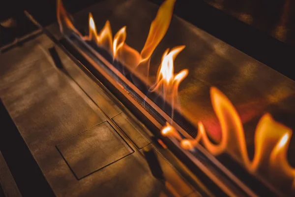 Modern bio fireplot fireplace on ethanol gas. — Stock Photo, Image