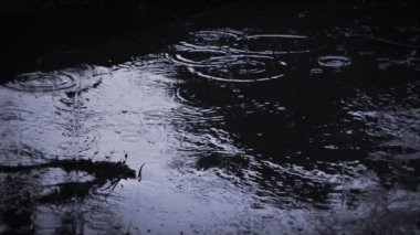 Heavy rain shower downpour cloudburst rainfall behind the glass.