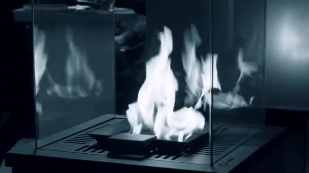エタノールガスの近代的なバイオ花火暖炉. — ストック動画