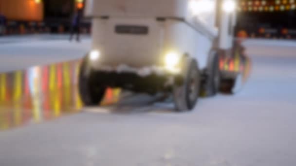 返原器专用加冰机清洗和抛光光滑溜冰场 — 图库视频影像