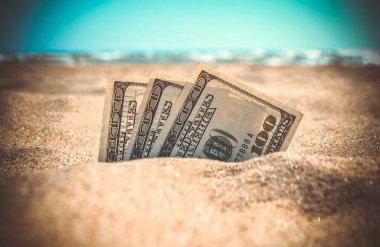 Paranın yarısı kumla kaplıydı. Deniz kıyısındaki kumsalda yatıyordu.