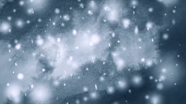 Abstract winter purple background with snowflakes. Winter backdrop purple ink — Stock Video