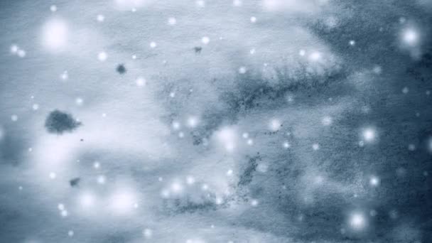 Streszczenie fioletowe tło zimowe z płatkami śniegu. Zimowe tło fioletowy tusz — Wideo stockowe