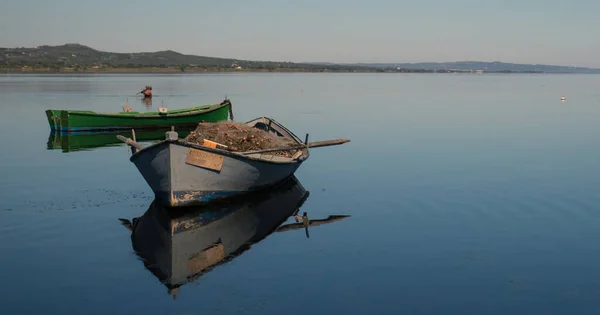Łodzie Rybackie Lagunie Sant Antioco Południowa Sardynia — Zdjęcie stockowe