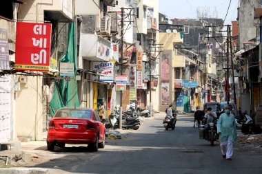  Hindistan 'a kapatıldığında -19 salgın, boş sokak, insan yok, Valsad şehri, Gujarat eyaleti, Hindistan