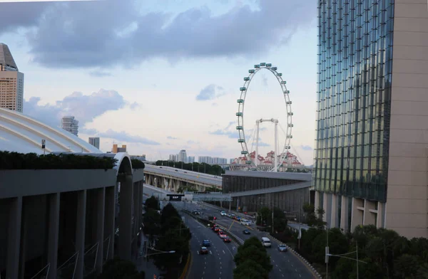 City Singapore Country Singapore 2020 Airview Singapore Flyer Background Roads — 스톡 사진