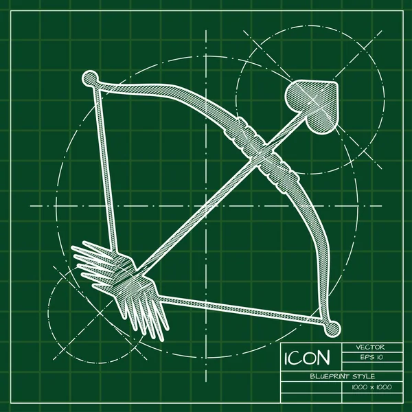아무르 화살표 아이콘의 청사진 — 스톡 벡터