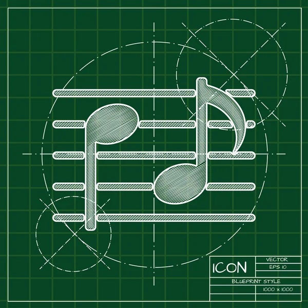 Plano del icono de la música — Archivo Imágenes Vectoriales